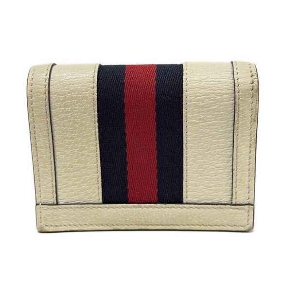 GUCCI Ophidia 523155 Cream Navy Red Leather - Bifold Wallet - Picture 2 of 5